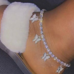 Diamond butterfly anklet